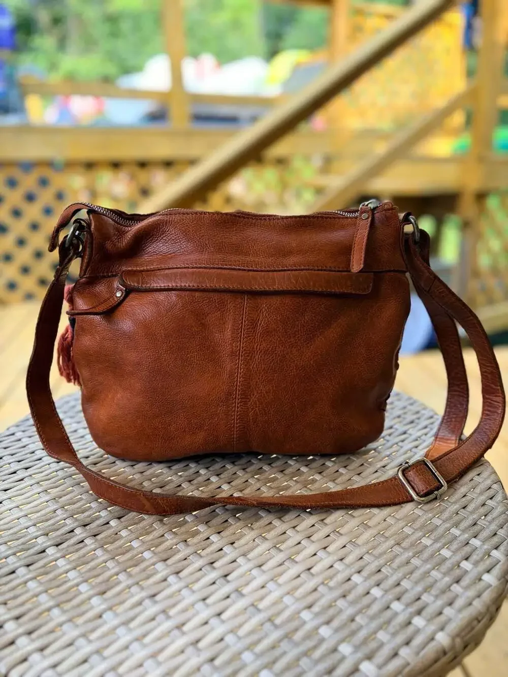 Vilenca Holland Genuine Leather Woven Crossbody Hobo Bag